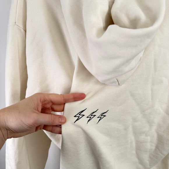 Seek Discomfort Cream Hoodie Swetashirt Lightening Bolt Mens Large - Picture 8 of 8